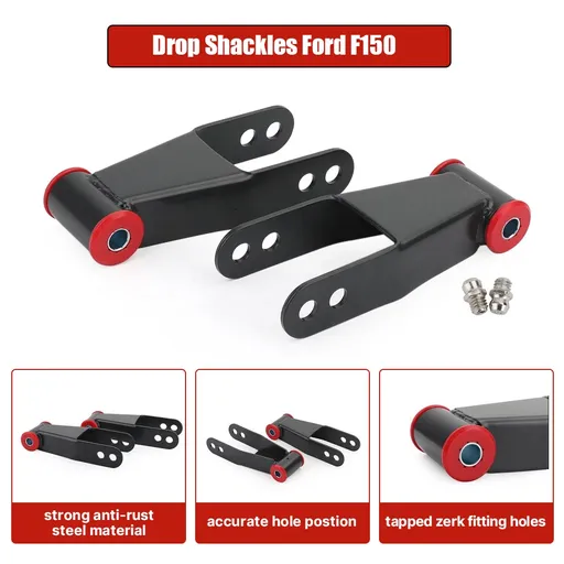 1 2 Rear Lowering Drop Shackles GRADE 8 Kit RB Bushings FOR 87 - 96 Ford F150