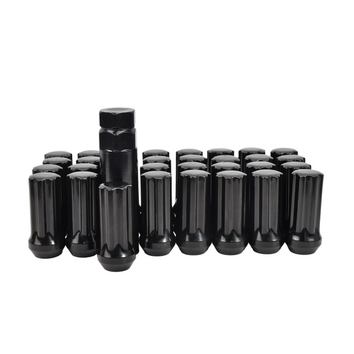 Black 14x1.5 Spline Lug Nuts With Key For Chevy Silverado 2500 HD 3500 HD 32pcs