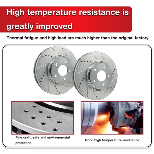 10.83 inch Front and 11.06 inch Drilled Slotted Brake Rotors For Toyota RAV4 2006-2018 Included Ceramic Pads