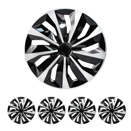 16 inch Wheel Covers Full Rim Snap On Hub Caps For R16 Tire & Steel Wheels Set of 4 Black And Silver