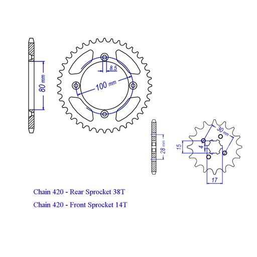 2013-2024 Honda CRF110F Chain And Sprocket Kit Black