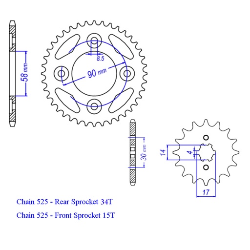 2013-2024 Honda MSX125 Grom 125 Chain And Sprocket Kit Black