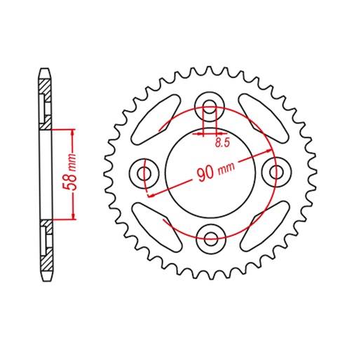 2013-2024 Honda MSX125 Grom 125 Chain And Sprocket Kit Black