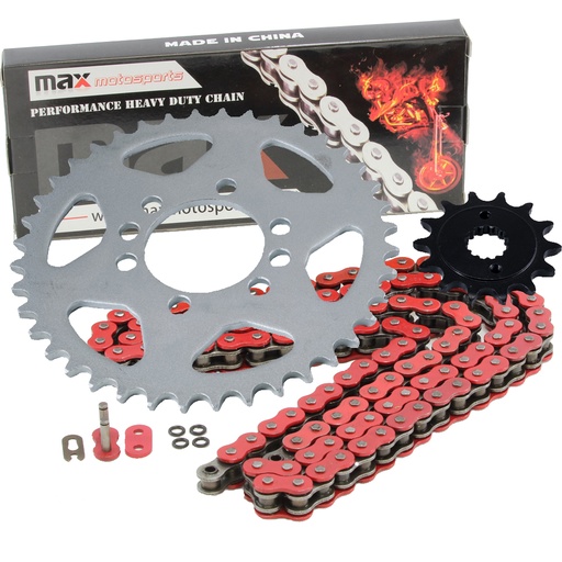 Red O Ring Chain And Sprockets Set For 2004-2008 Suzuki LTZ 400 Quadsport