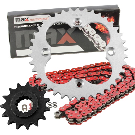 Red O Ring Chain And Sprockets Set For 2007-2019 Yamaha Raptor 700 YFM700R