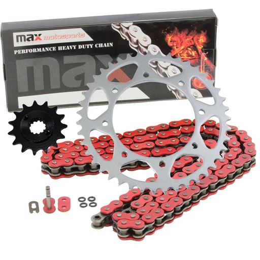 Red O Ring Chain And Sprocket Set For 1990-2017 Kawasaki KLR650 KL650