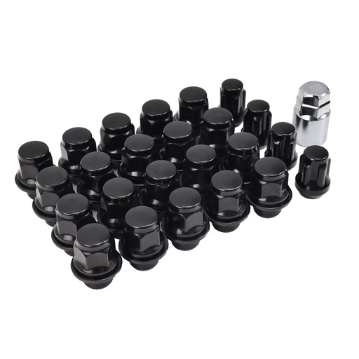 Black 12x1.5 Mag Lug Nuts With Washer Key For Toyota 4Runner Tacoma Tundra 24pcs