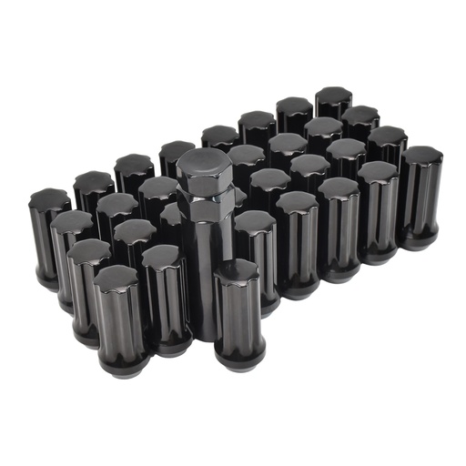 Black 14x1.5 Spline Lug Nuts With Key For Chevy Silverado 2500 HD 3500 HD 32pcs