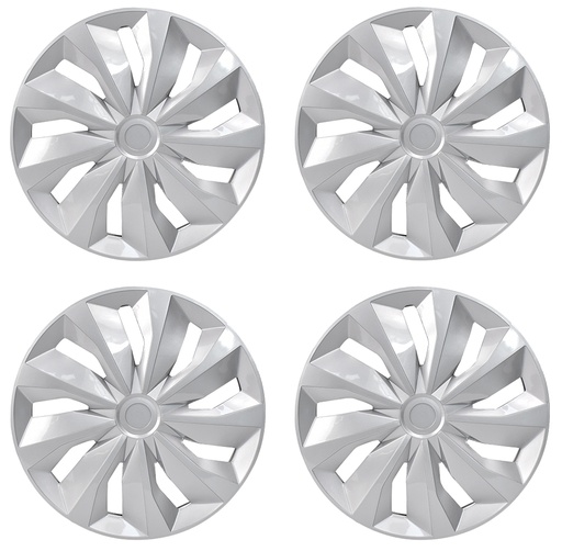 14 inch Wheel Covers Full Rim Snap On Hub Caps For R14 Tire & Steel Wheels Set of 4 Silver TT Style