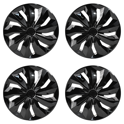 14 inch Black Wheel Covers Full Rim Snap On Hub Caps For R14 Tire & Steel Wheels Set of 4 TT Style