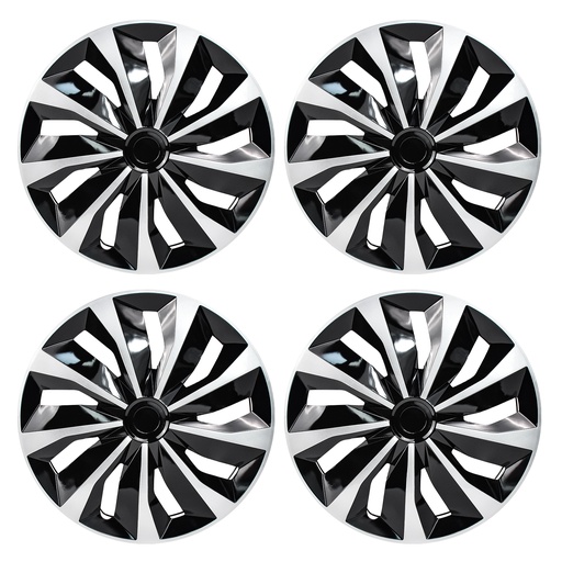 16 inch Wheel Covers Full Rim Snap On Hub Caps For R16 Tire & Steel Wheels Set of 4 Black And Silver