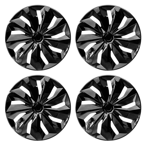 16 inch Black Wheel Covers Full Rim Snap On Hub Caps For R16 Tire & Steel Wheels Set of 4