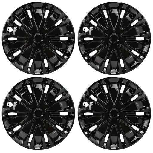 16 inch Black Wheel Covers Full Rim Snap On Hub Caps For R16 Tire & Steel Wheels Set of 4 TT Style