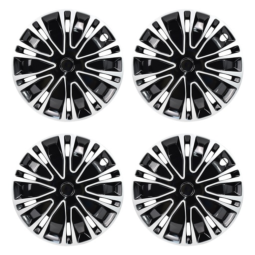 16 inch Wheel Covers Full Rim Snap On Hub Caps For R16 Tire & Steel Wheels Set of 4 Black And Silver BK Style