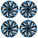 14 inch Wheel Covers Full Rim Snap On Hub Caps For R14 Tire & Steel Wheels Set of 4 Black And Blue TT Style