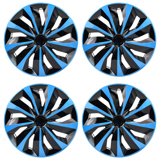 14 inch Wheel Covers Full Rim Snap On Hub Caps For R14 Tire & Steel Wheels Set of 4 Black And Blue TT Style