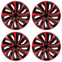 14 inch Wheel Covers Full Rim Snap On Hub Caps For R14 Tire & Steel Wheels Set of 4 Black And Red TT Style