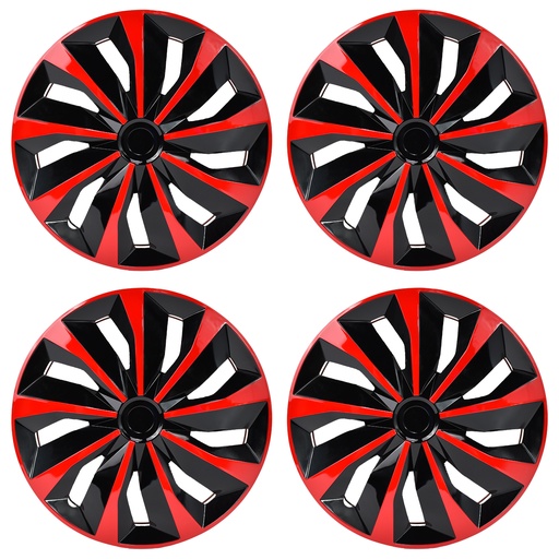 14 inch Wheel Covers Full Rim Snap On Hub Caps For R14 Tire & Steel Wheels Set of 4 Black And Red TT Style