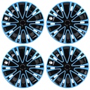 14 inch Wheel Covers Full Rim Snap On Hub Caps For R14 Tire & Steel Wheels Set of 4 Black And Blue BK Style