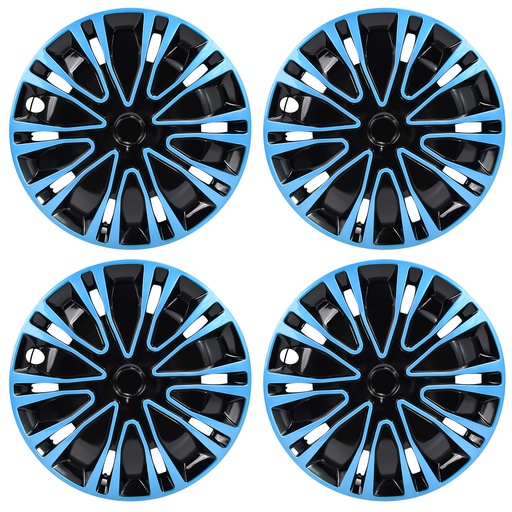 14 inch Wheel Covers Full Rim Snap On Hub Caps For R14 Tire & Steel Wheels Set of 4 Black And Blue BK Style