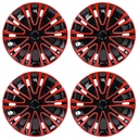 14 inch Wheel Covers Full Rim Snap On Hub Caps For R14 Tire & Steel Wheels Set of 4 Black And Red BK Style