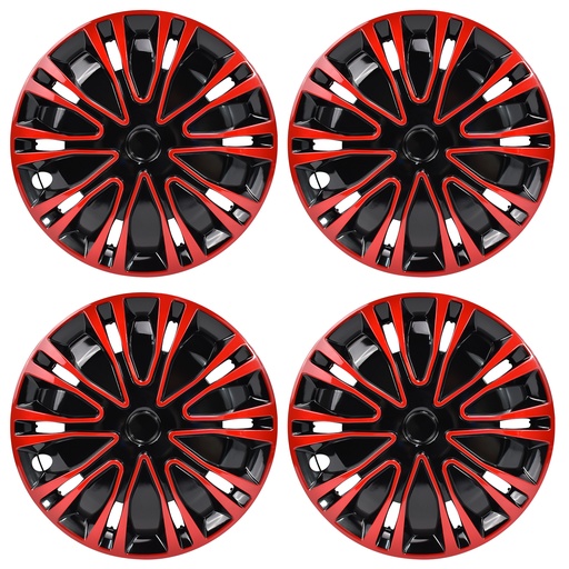 14 inch Wheel Covers Full Rim Snap On Hub Caps For R14 Tire & Steel Wheels Set of 4 Black And Red BK Style