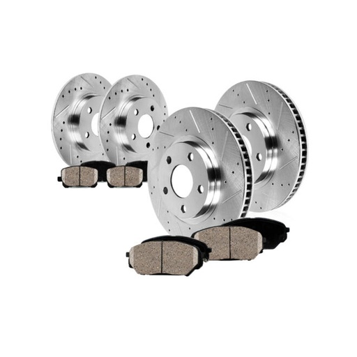 2010-2017 Chevy Equinox Front Rear Drilled And Slotted Brake Rotors Included Ceramic Pads