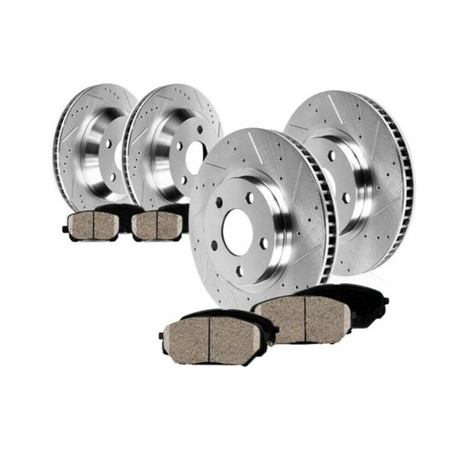 12.64 inch Front And 11.93 inch Rear Drilled Slotted Brake Rotors For Chevy Camaro 2010-2015 Included Ceramic Pads