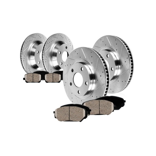 12.64 inch Front And 12.76 inch Rear Drilled Slotted Brake Rotors For Pontiac G8 GT 2008 2009 Included Ceramic Pads