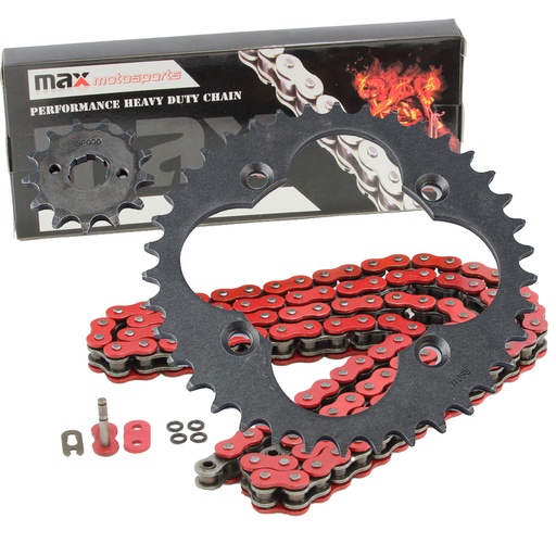 [SP09134-N520-86-RD] 1993-2008 Honda TRX300 EX Sportrax Chain And Sprockets Set Red