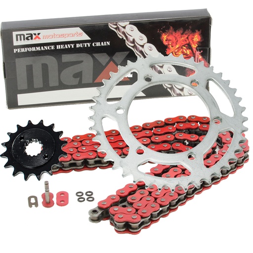 [203-SP058-O520-104-RD] Red O Ring Chain And Sprocket Set For Kawasaki Ninja 500R EX500 2006-2009