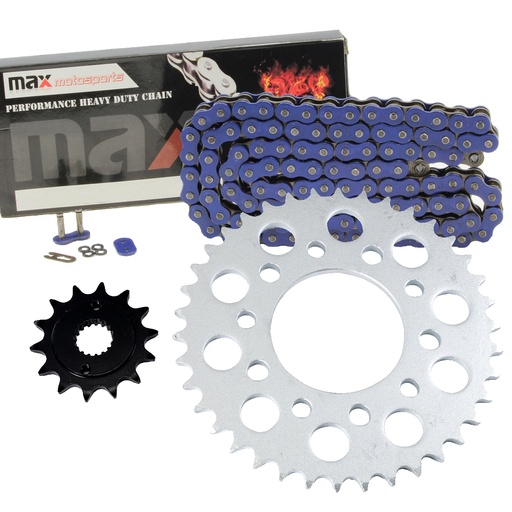 [203-SP077-O525-110-BU] Blue O Ring Chain And Sprocket Set For 1991-2004 Honda Nighthawk 750 CB750