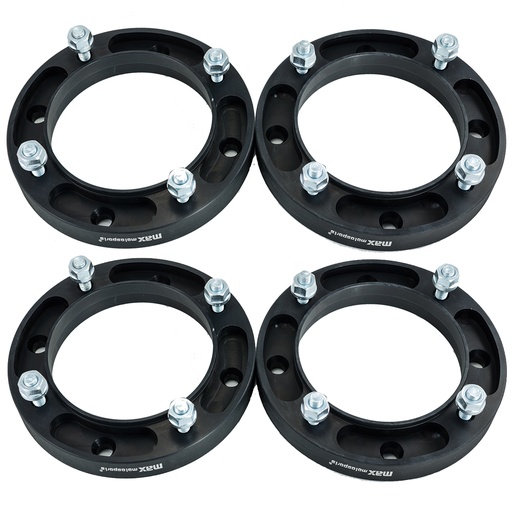 [227-WP406*4] 4x156 Wheel Spacers Hubcentric 1 Inch 131mm Hub Bore 3/8"-24 Studs For Polaris RZR Ranger Sportsman Black 4pcs