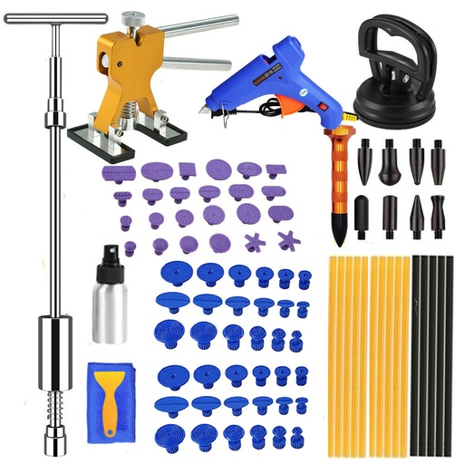 [TZ08186-9295-9297-9298] US Car Body Dent Puller Hammer Tool Paintless Hail Dent Removal Kit With 60 x Glue Pulling Tabs