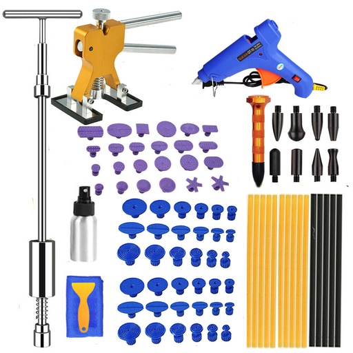 [TZ08186-9296-9297-9298] US Car Body Dent Puller Hammer Tool Paintless Hail Dent Removal Kit With 60 x Glue Pulling Tabs + 1x Metal Tap Down Pen + 9pc Heads