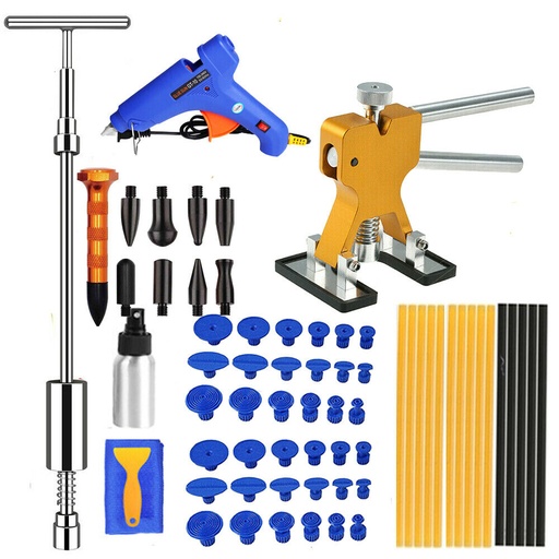 [TZ08186-9296-9298] US Car Body Dent Puller Hammer Tool Paintless Hail Dent Removal Kit With 36 x Glue Pulling Tabs + 1x Metal Tap Down Pen + 9pc Heads