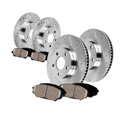 [BR05899*2-05900*2-05901-05902] 2006-2010 Jeep Commander Grand Cherokee Front Rear Drilled And Slotted Brake Rotors Included Ceramic Pads