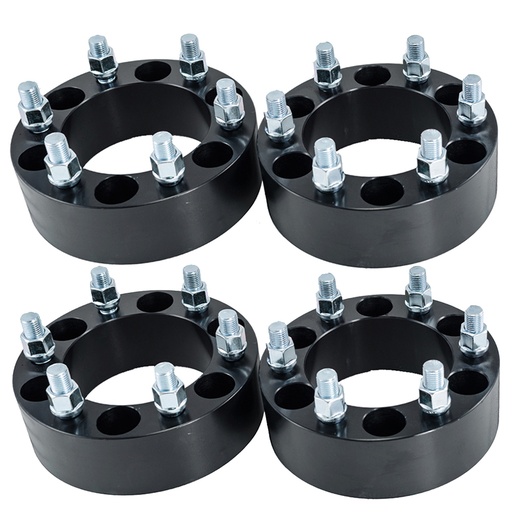 [227-WP302*4] 6x139.7 Wheel Spacers 2 inch 6x5.5 108mm Hub Bore M14x1.5 Studs For Chevy Silverado 1500 GMC Sierra Black 4pcs